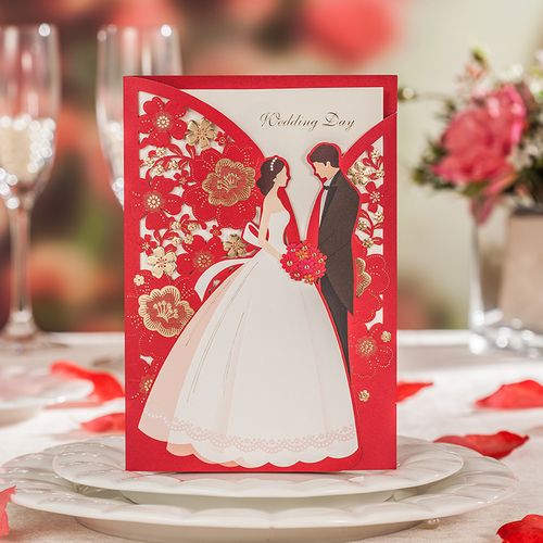 韩创意唯美婚礼祝福贺卡结婚庆祝礼物装饰卡片镂空烫金卡新婚快乐