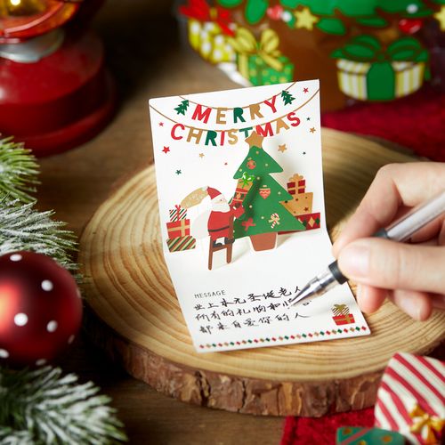 圣诞贺卡手写祝福卡片礼物装饰卡片merrychristmas卡通diy寄语卡