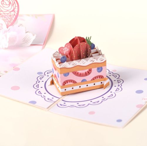 ins同款韩风可爱生日卡片蛋糕贺卡创意手工花朵3d立体贺卡祝福卡
