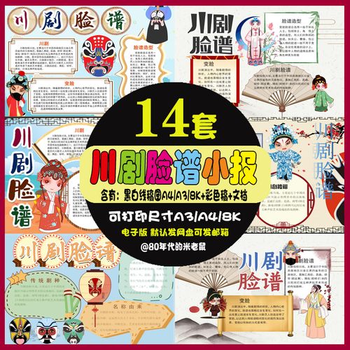 川剧脸谱小报中国戏曲文化传统手抄报电子版12345年级线稿8ka4a3