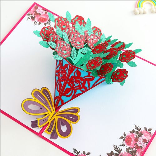 感恩母亲节创意3d立体贺卡礼物鲜花卡片商务感谢卡剪纸生日祝福卡