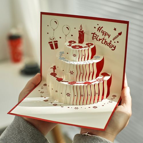 生日快乐 创意高端3d立体贺卡可折叠生日蛋糕 给您的特别祝福礼物