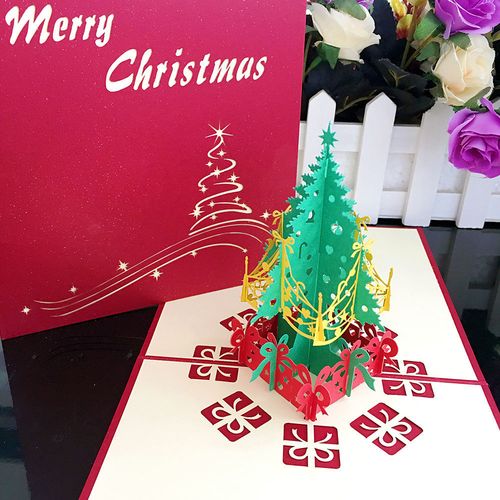 立体圣诞树创意3d立体圣诞节贺卡diy手工祝福卡片个性活动邀请函