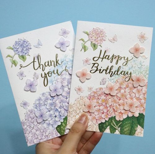 卡小姐韩国创意绣球花朵贺卡烫金紫阳花感谢祝福卡片生日礼物女生