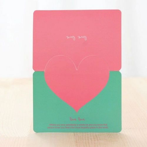 50个装爱心贺卡小卡片韩版节日用感谢留言卡创意生日贺卡 薄荷绿