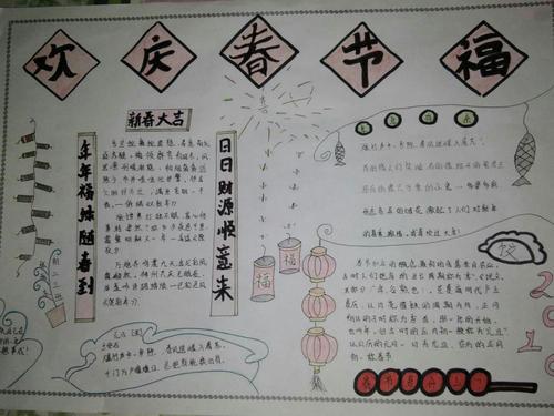 张宇杰用对联装点手抄报贴对联也是中国传统的春节习俗.
