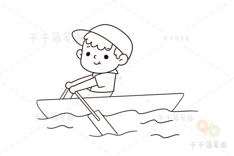 划船简笔画简单船夫图片