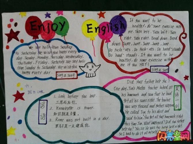 以及关于英语学习中的趣味小知识这些成长在孩子们的英语手抄报中