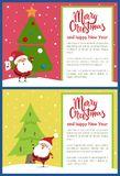 用书法字法贺卡设计装饰的圣诞快乐和新年快乐海报