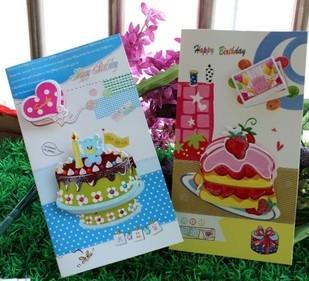 b5 立体生日蛋糕贺卡 送员工福卡片 祝关怀卡 儿童韩国创意贺卡