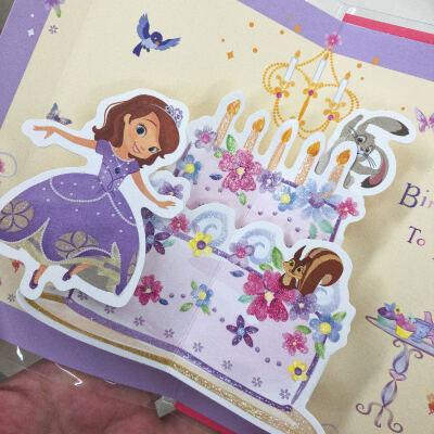生日快乐公主问候插画美女礼物使用聚会邀请贺卡矢量心心香印 迪士尼
