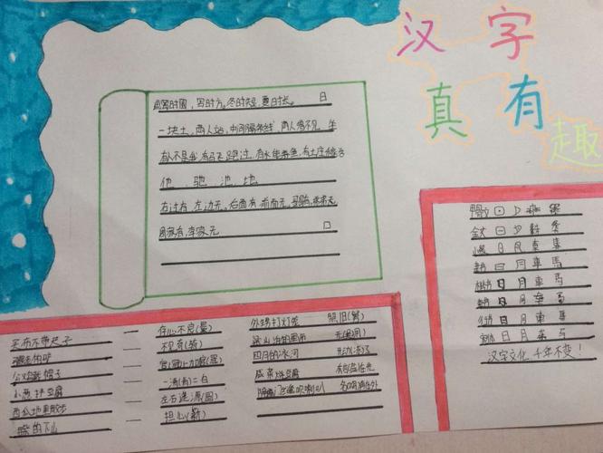 横竖撇捺有乾坤一笔一画成文章五年级语文《有趣的汉字》手抄报