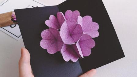 一打开就弹出彩虹花朵简单漂亮有寓意教师节立体贺卡折纸制作