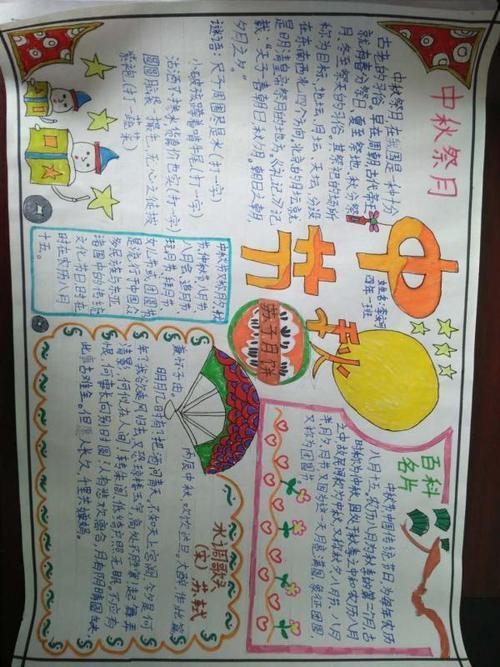 三年级孩子画的中秋节手抄报三年级中秋手抄报