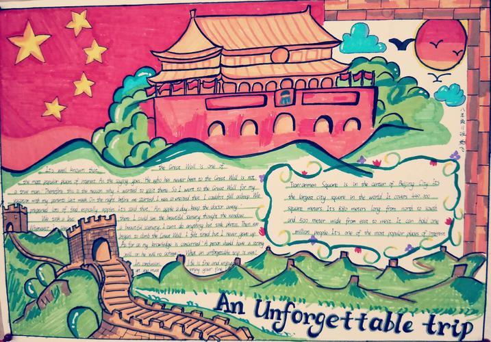创意秀山育才中学2020春学生英语手抄报作品展关于北京的英文手抄报