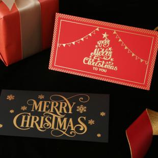 汇金高档创意圣诞节凹凸烫金原创贺卡烫金感恩商务祝福员工小卡片