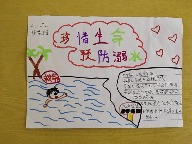 珍爱生命 严防溺水手抄报展示二年级