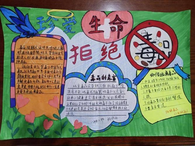 手抄报一幅幅禁毒黑板报 都表达了孩子们 坚决拒绝毒品 远离毒品的