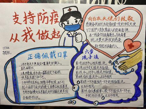 预防新型冠状病毒手抄报模板小学生绘画疫情防控主题抗疫防疫小报抗击