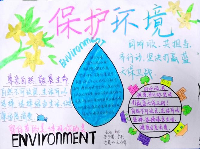 环保手绘为保卫蓝天助力高一学生手抄报展示高一2级部