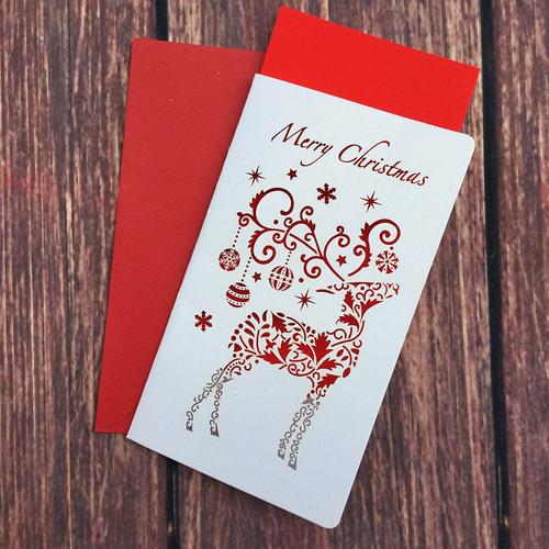 圣诞节镂空香味卡片 中国风高档立体雕刻祝福贺卡 对折式含信封