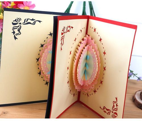 创意3d立体剪纸手工折纸型贺卡diy婚礼祝福 生日蛋糕 批发