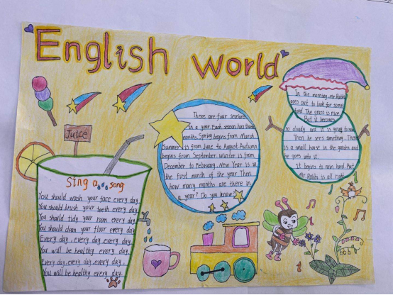 漂亮的六年级英语手抄报作品六年级6班第一单元英语手抄报展览i love