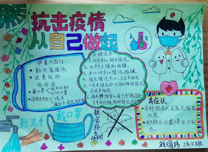 一小学三年级学生举行抗击疫情中国必胜手抄报比赛活动简单的关于疫情