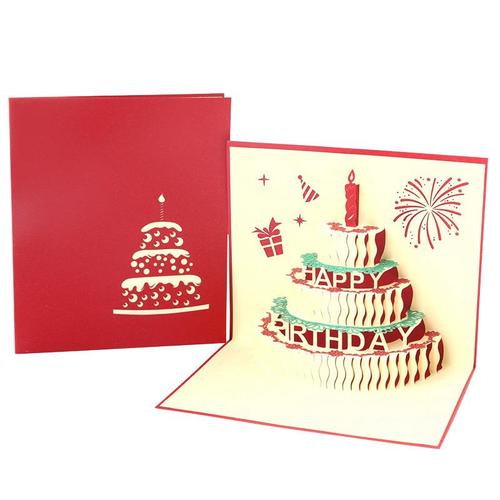 生日贺卡立体蜡烛蛋糕卡片3d韩国创意礼物手工小卡片定制厂家供应