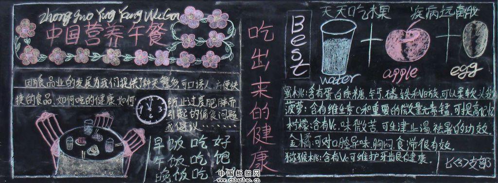 黑板报 中学生黑板报中国营养午餐吃出来的健康             请移步