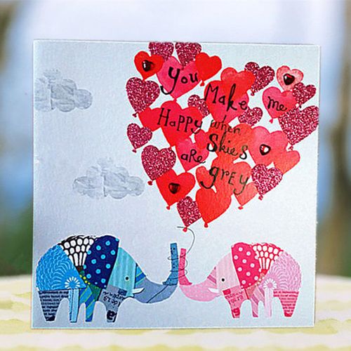 欧美创意情人节卡片祝福表白男女朋友valentines day贺卡大象情侣商品