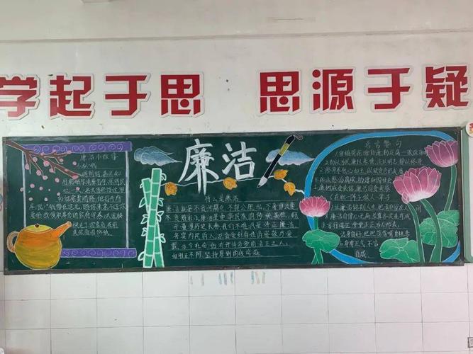 近日灵水中心小学开展了廉洁文化进校黑板报手抄报评选活动在校园