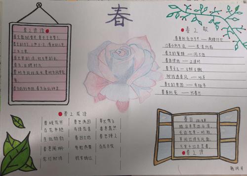68班学生九年级手抄报展示 写美篇唐 韩愈《春雪》 天街小雨润如酥