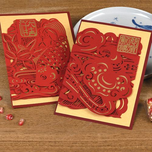 2021牛年新年贺卡创意意中国风贺年卡剪纸商务祝福贺卡