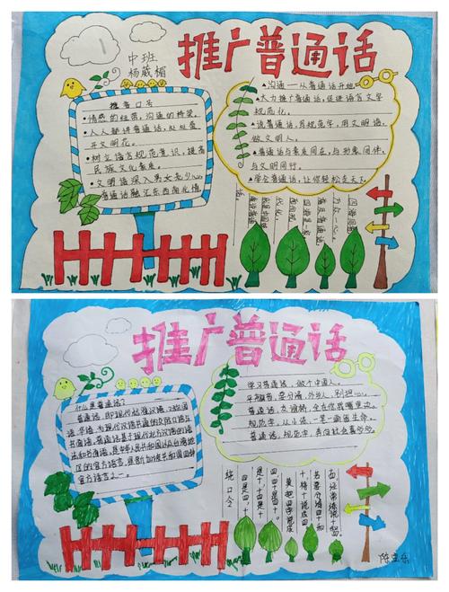 共筑中国梦 小天才幼儿园2020年推广普通话亲子手抄报活动