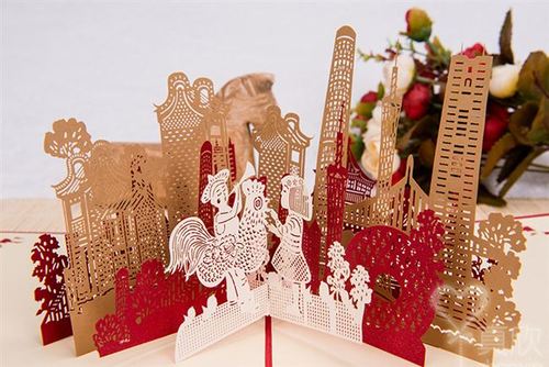 圣诞节贺卡小卡片咭ins风纸雕手绘卡纸立体创意吊牌tb370943376210