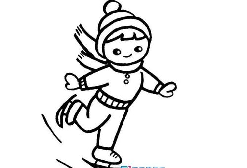 女孩滑雪简笔画卡通版图片
