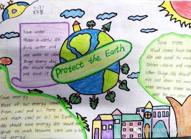 学生作业|《protecttheearth》英语小报英语地球环保手抄报爱护地球