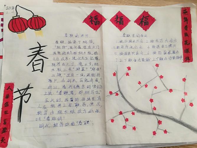 八年级一班春节文化主题手抄报展览