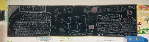 布黑板和谐绘新颜祁阳腾龙学校新学期新目标校园主题黑板报