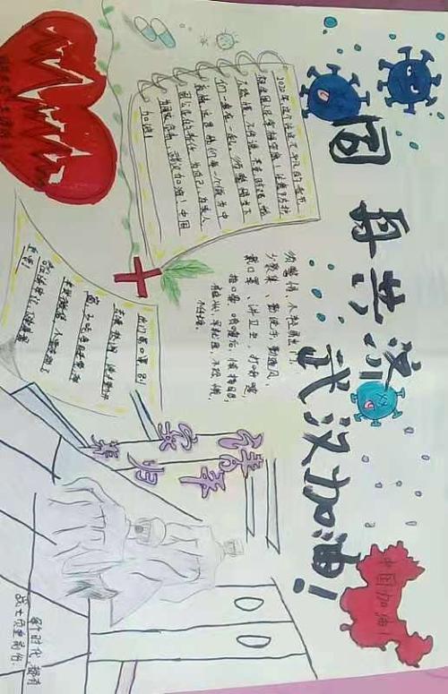 伏龙泉镇中学学生制作手抄报和抖音短视频为武汉加油