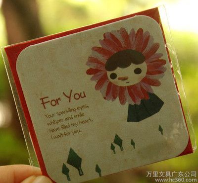 韩国创意文具 可爱卡通女孩 节日通用迷你小卡片 立体祝福贺卡