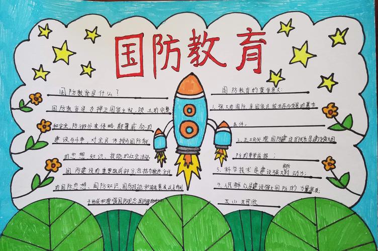 耀华小学五年级一班国防教育记心中之手抄报展
