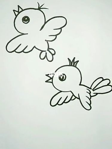 小鸟在天上飞怎么画图片