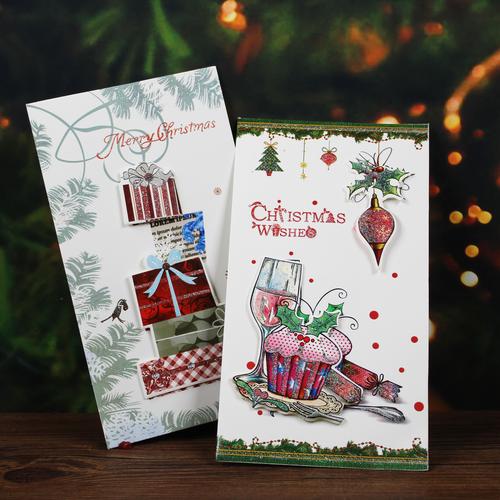 祝福卡创意圣诞节贺卡带信封对折明信片北欧ins平安夜祝福感恩小卡片