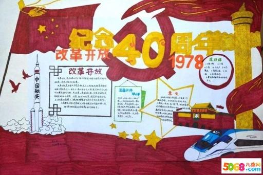 小学生纪念改革开放四十周年设计的手抄报图片
