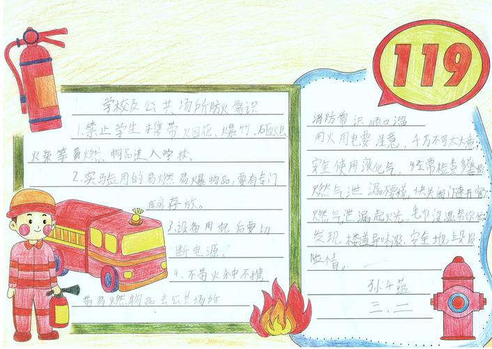 班级获奖作品 写美篇  手抄报内容以消防安全知识为主题内容涉及火灾