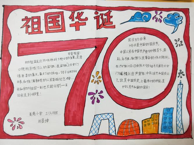 梦前行海口市美苑小学2019年喜迎新中国成立70周年手抄报评选活动