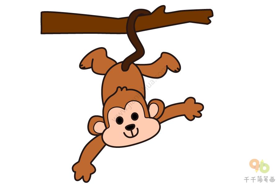 猴子挂在大树上简笔画图片