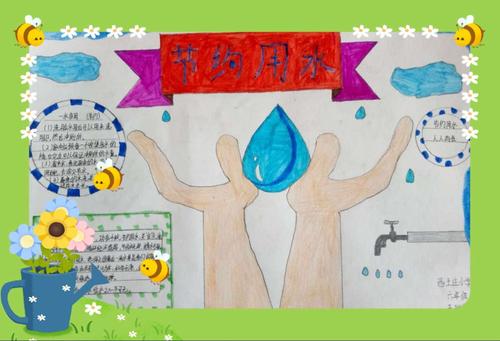 同学们精心绘制以节约用水为主题的手抄报.
